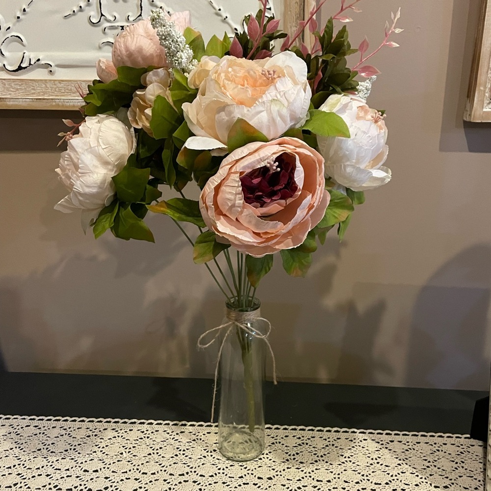 New- Vintage Artificial Peony Silk Flowers